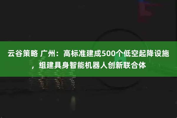云谷策略 广州：高标准建成500个低空起降设施，组建具身智能机器人创新联合体