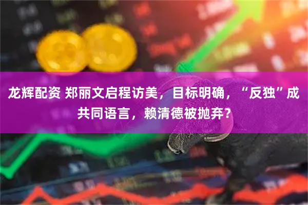 龙辉配资 郑丽文启程访美，目标明确，“反独”成共同语言，赖清德被抛弃？